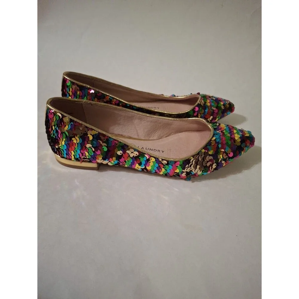 CHINESE LAUNDRY Gavin Sequin Ballet Shoes Multicolor Rainbow Size 5